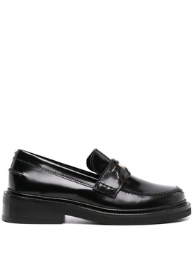 Clover-detail leather loafers