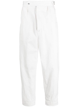 off-centre fastening straight-leg trousers