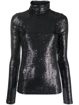 sequin-embellished roll-neck top