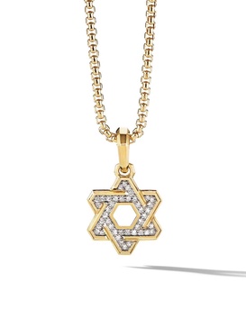 18kt yellow gold Deco Star of David diamond pendant