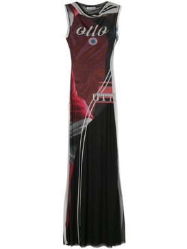 soccer-print mesh maxi dress