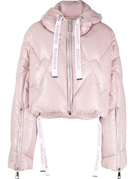 drawstring cropped puffer jacket