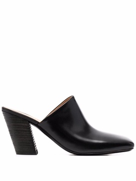 square-toe leather mules