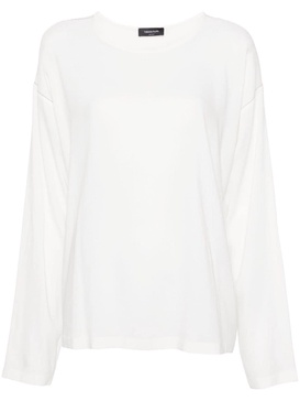 beaded-trim crepe blouse