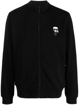 logo-patch zip-up sweater