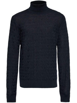 logo-jacquard turtleneck jumper