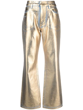 metallic coated high-rise straight-leg jeans