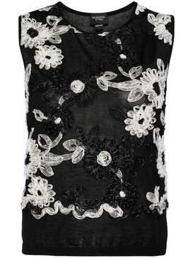 floral-embroidered vest