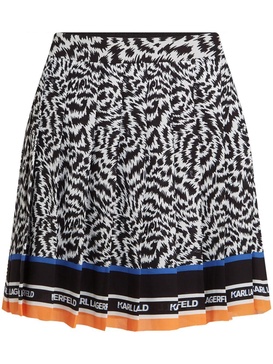 zebra-print pleated miniskirt