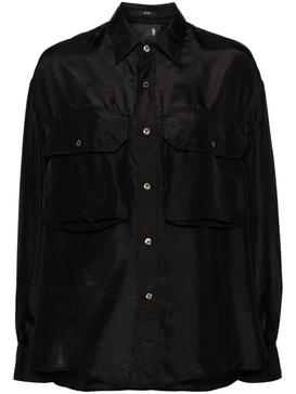 flap-pockets silk shirt