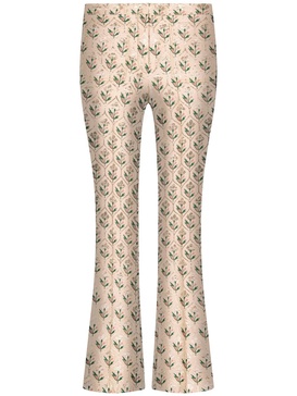 floral-jacquard cropped flared trousers