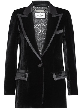 contrasting-trim velvet blazer