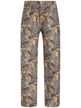 floral-jacquard straight jeans