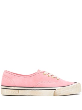 striped-edge lace-up sneakers