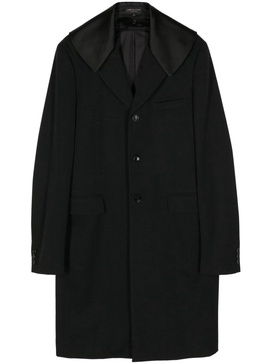 satin-panelled single-breasted coat