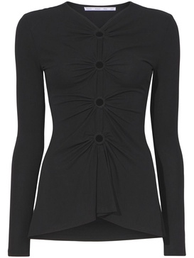 cut-out detailed long-sleeved top