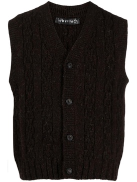 V-neck wool cable-knit vest