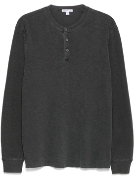 long-sleeved thermal henley T-shirt