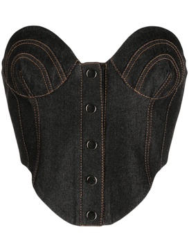 contrast-stitching denim corset