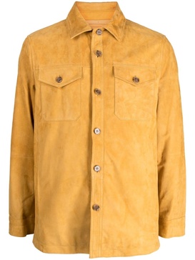 buttoned suede shirt jacket