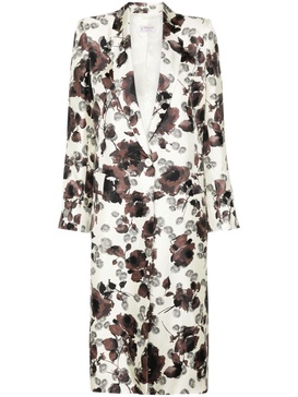 floral-print silk coat