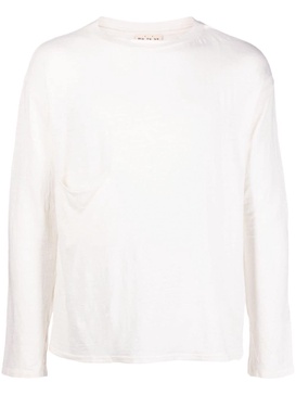 long-sleeve round-neck linen sweater