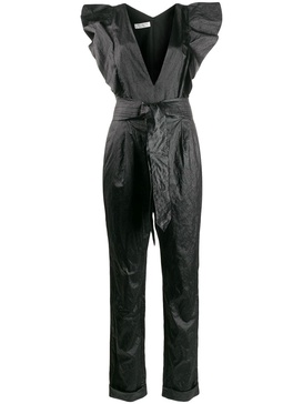 ruffled plunge jumpsuit