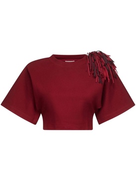 fringe-brooch cropped t-shirt