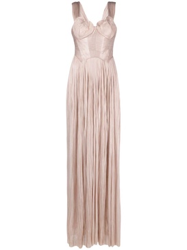 Pink Sabina Pleated Maxi Gown