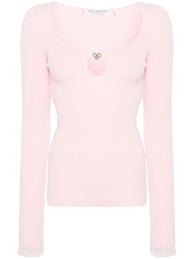 logo-plaque ribbed-knit top