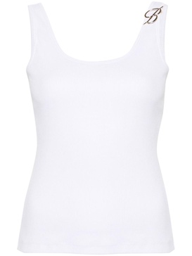 logo-appliqué ribbed tank top