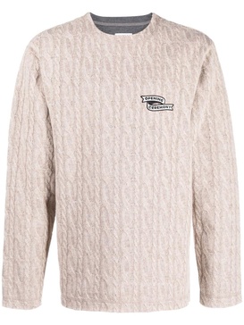 embroidered-logo cable-knit jumper