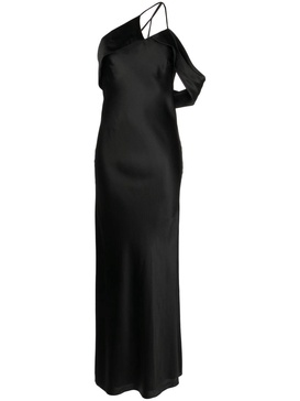 bias-cut one-shoulder gown