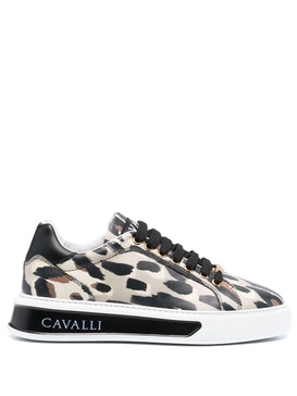 leopard-print leather sneakers