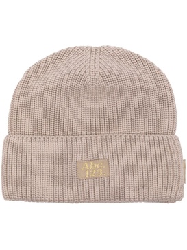 logo-patch ribbed-knit beanie