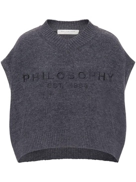 logo-embroidered cropped vest