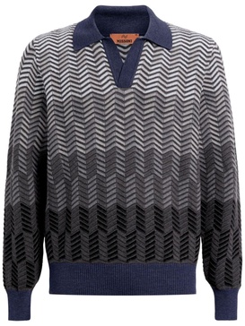 zigzag virgin-wool polo shirt