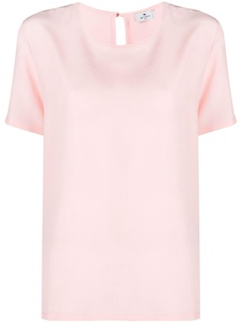 round-neck silk T-shirt