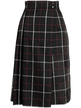 check-pattern high-waist skirt 