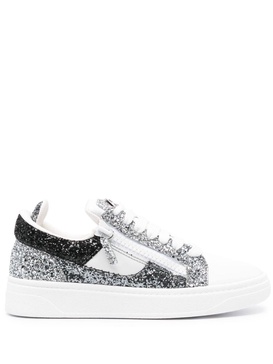 sequinned leather sneakers