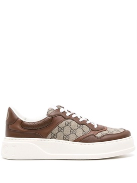 GG Supreme canvas leather-trimmed sneakers