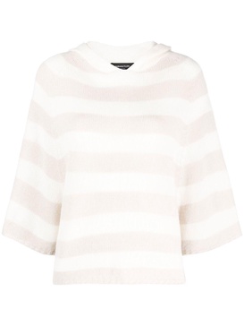 striped cashmere hooded top