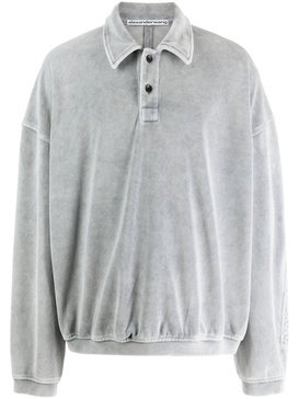 logo-embossed polo-collar sweatshirt 