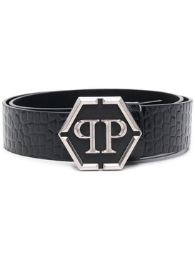 Hexagon-logo buckle belt