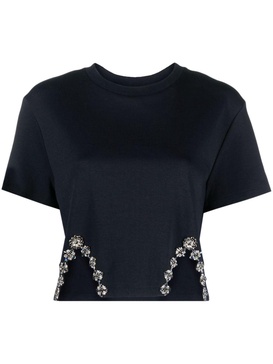 crystal-embellished cropped T-shirt