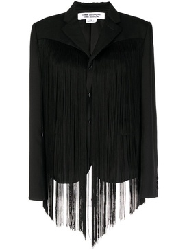 fringed-detail wool blazer