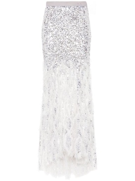 sequined fringed maxi skirt