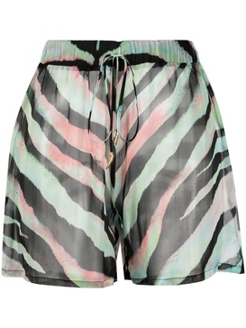 zebra print drawstring shorts