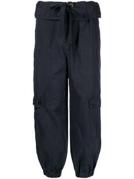 drawstring-waist tapered cotton trousers