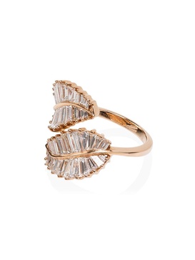 18kt rose gold diamond palm leaf ring